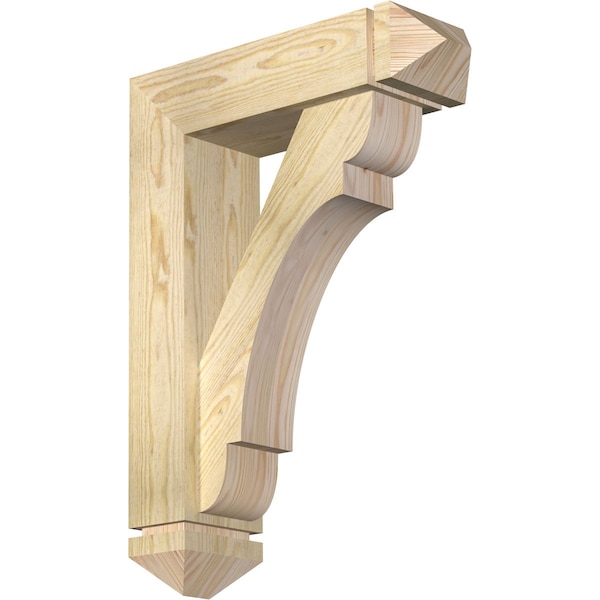 Ekena Millwork Olympic Arts and Crafts Rough Sawn Bracket w/ Offset Brace, Douglas Fir, 6"W x 20"D x 28"H BKT0604X20X28OLY03RDF - main